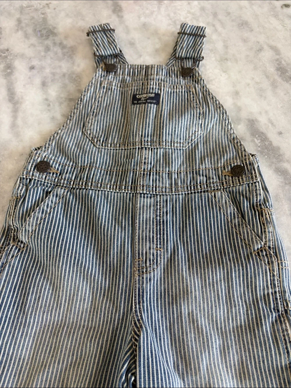 OshKosh B'gosh Blue and White Striped Kids Overalls